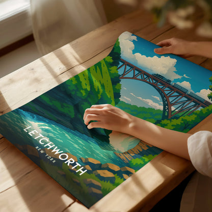 Letchworth State Park Poster | New York Travel Print Wall Art | Framed or Unframed