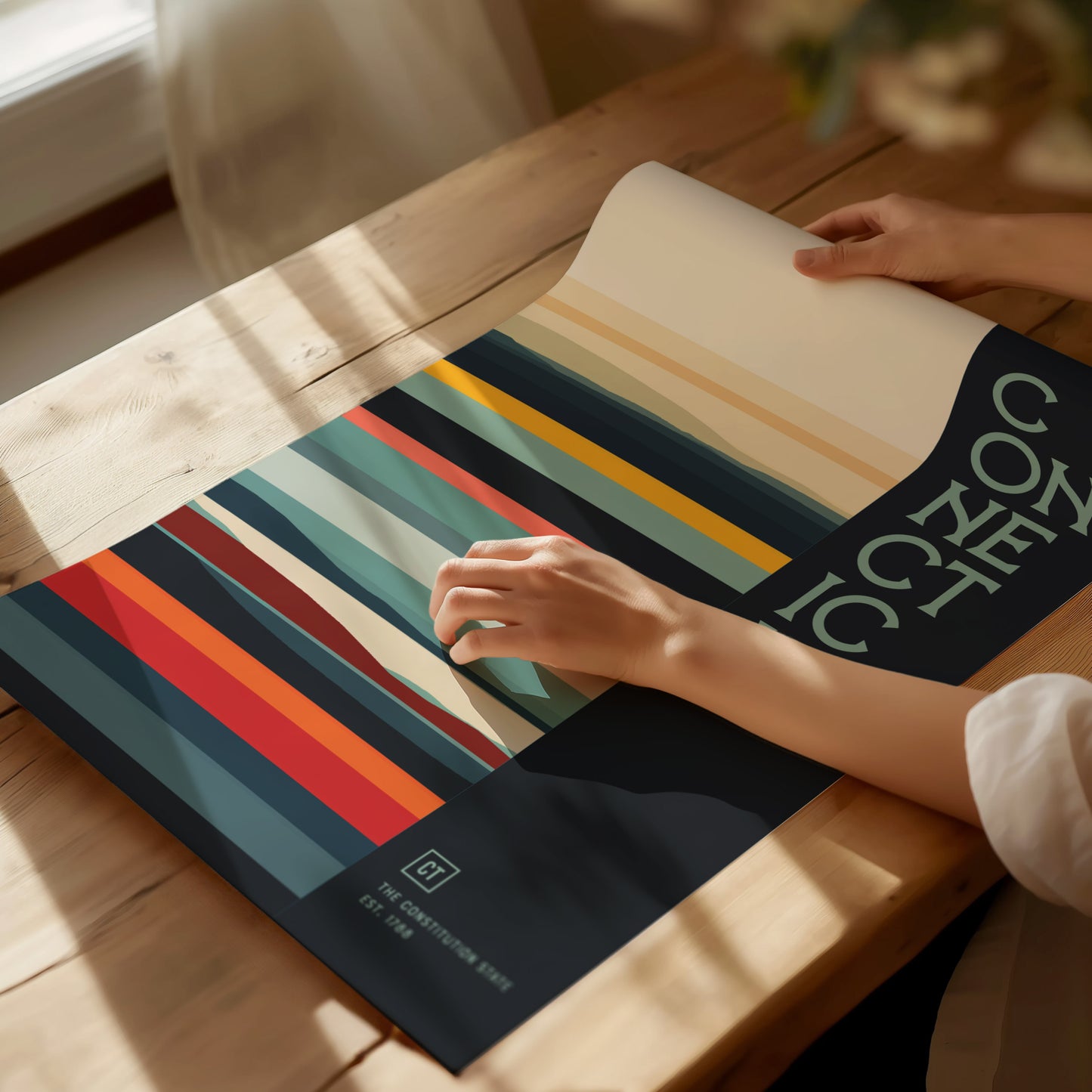 Connecticut Minimalist Design Poster | Abstract US State Wall Art | Framed or Unframed