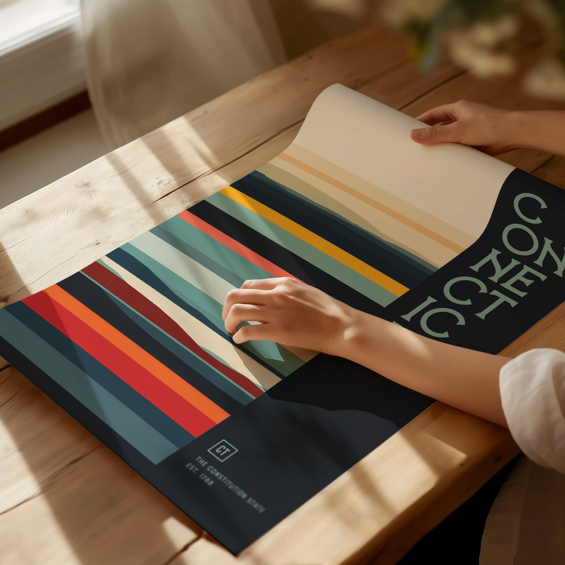 Connecticut Minimalist Design Poster | Abstract US State Wall Art | Framed or Unframed