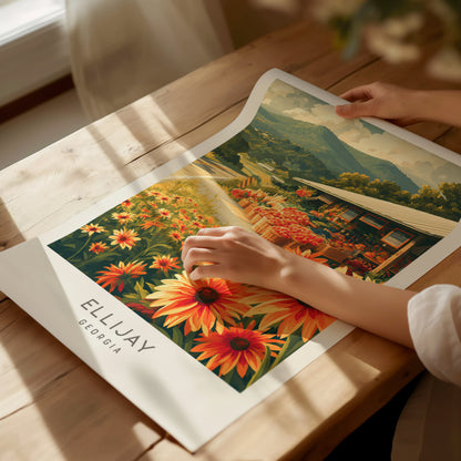 Ellijay Matte Border Poster | Georgia Travel Gift Vacation Wall Art — giclée print detail on matte paper