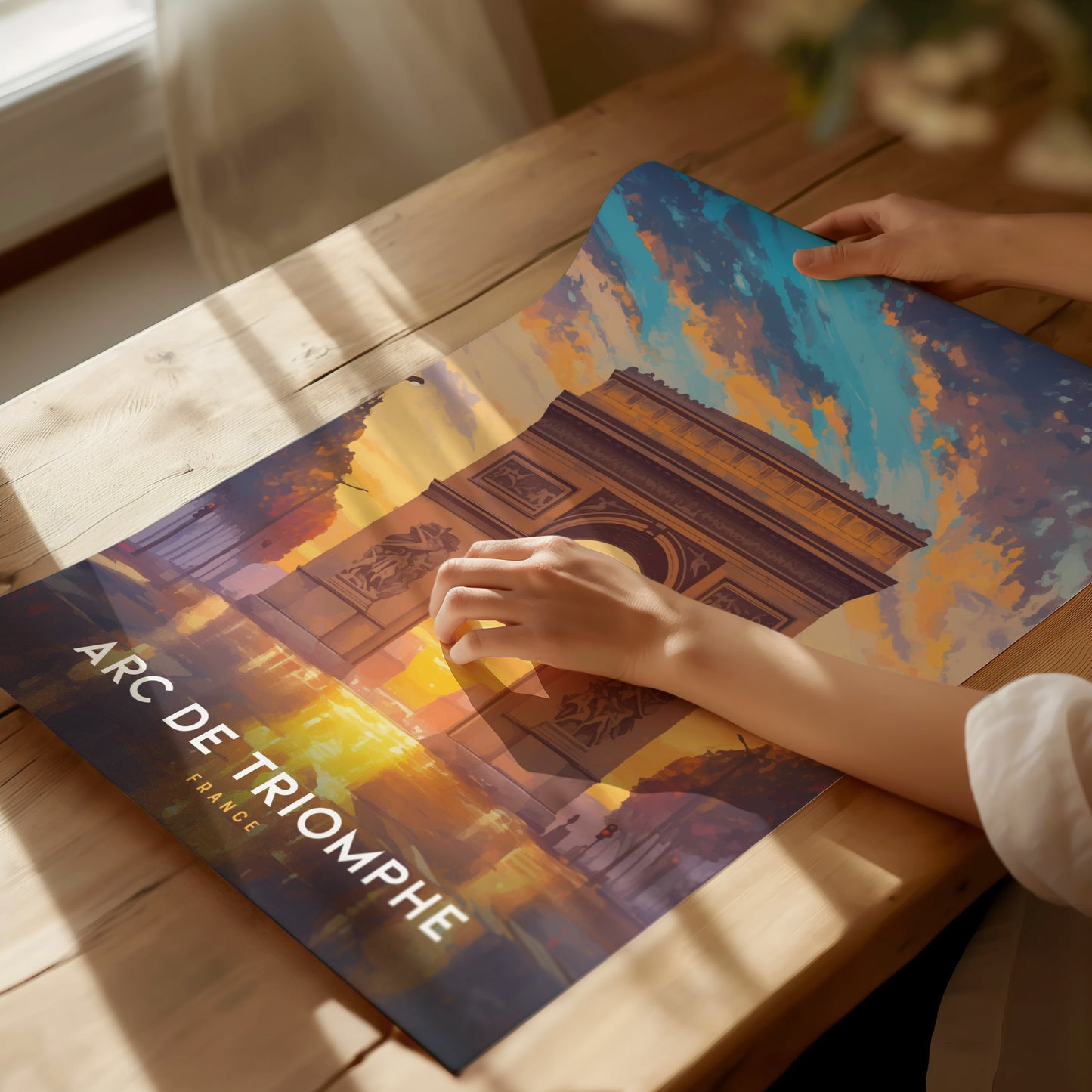 Arc de Triomphe Poster | Paris France Landmark Travel Print Wall Art | Framed of Unframed