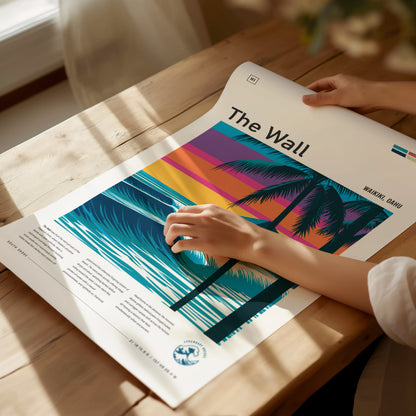 The Wall, Hawaii Poster | Epic Big Wave Surf Break Wall Art — giclée print detail on matte paper
