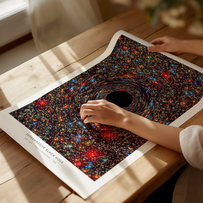Supermassive Black Hole Poster | NASA NGC 1600 Space Photography Wall Art — giclée print detail on matte paper