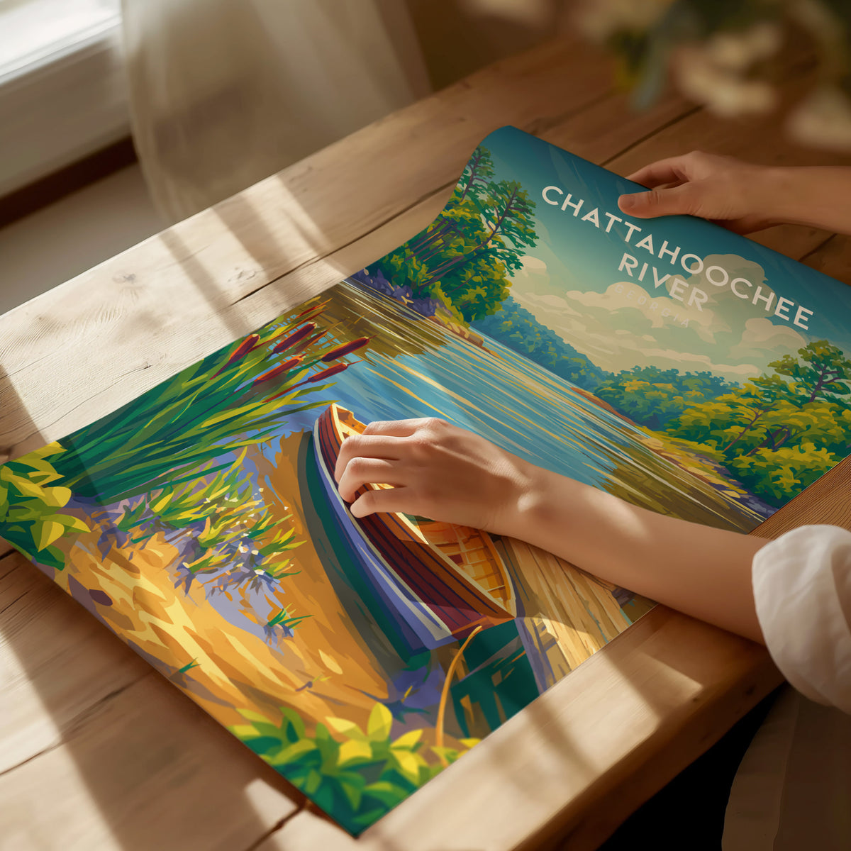 Chattahoochee River, Georgia Poster | Tropical Beach Print Beach House Decor Wall Art — giclée print detail on matte paper