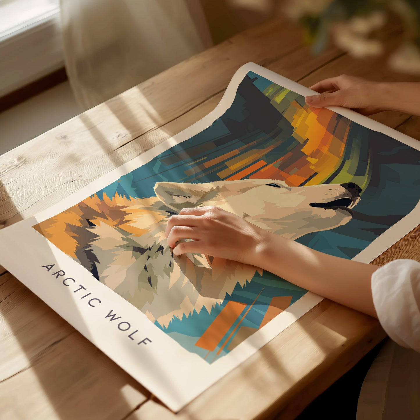 Arctic Wolf Poster | Majestic Winter Wilderness Wildlife Wall Art — giclée print detail on matte paper