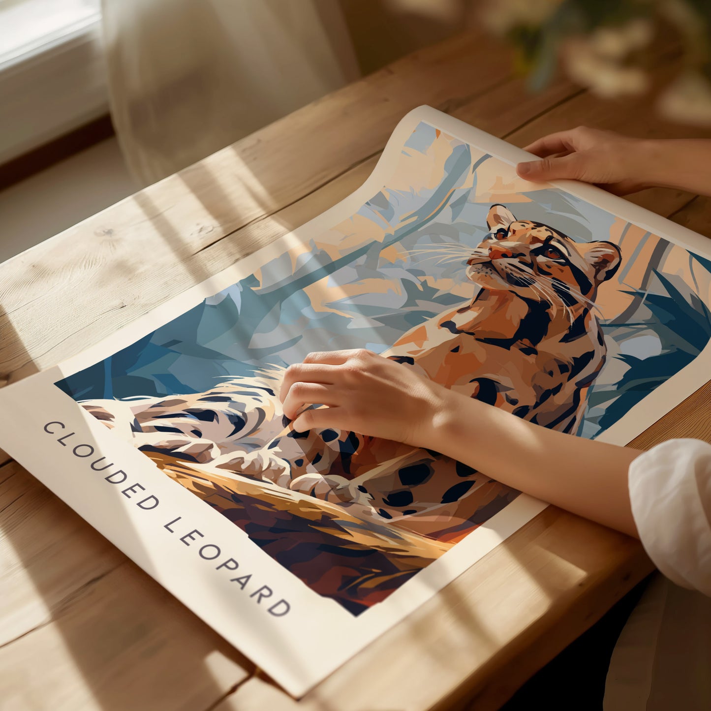 Clouded Leopard, Neofelis Nebulosa Poster | Exotic Wildlife Wall Art — giclée print detail on matte paper