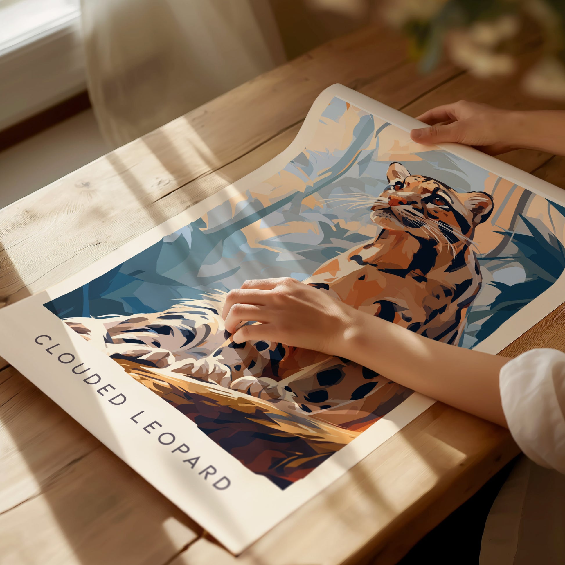 Clouded Leopard, Neofelis Nebulosa Poster | Exotic Wildlife Wall Art — giclée print detail on matte paper