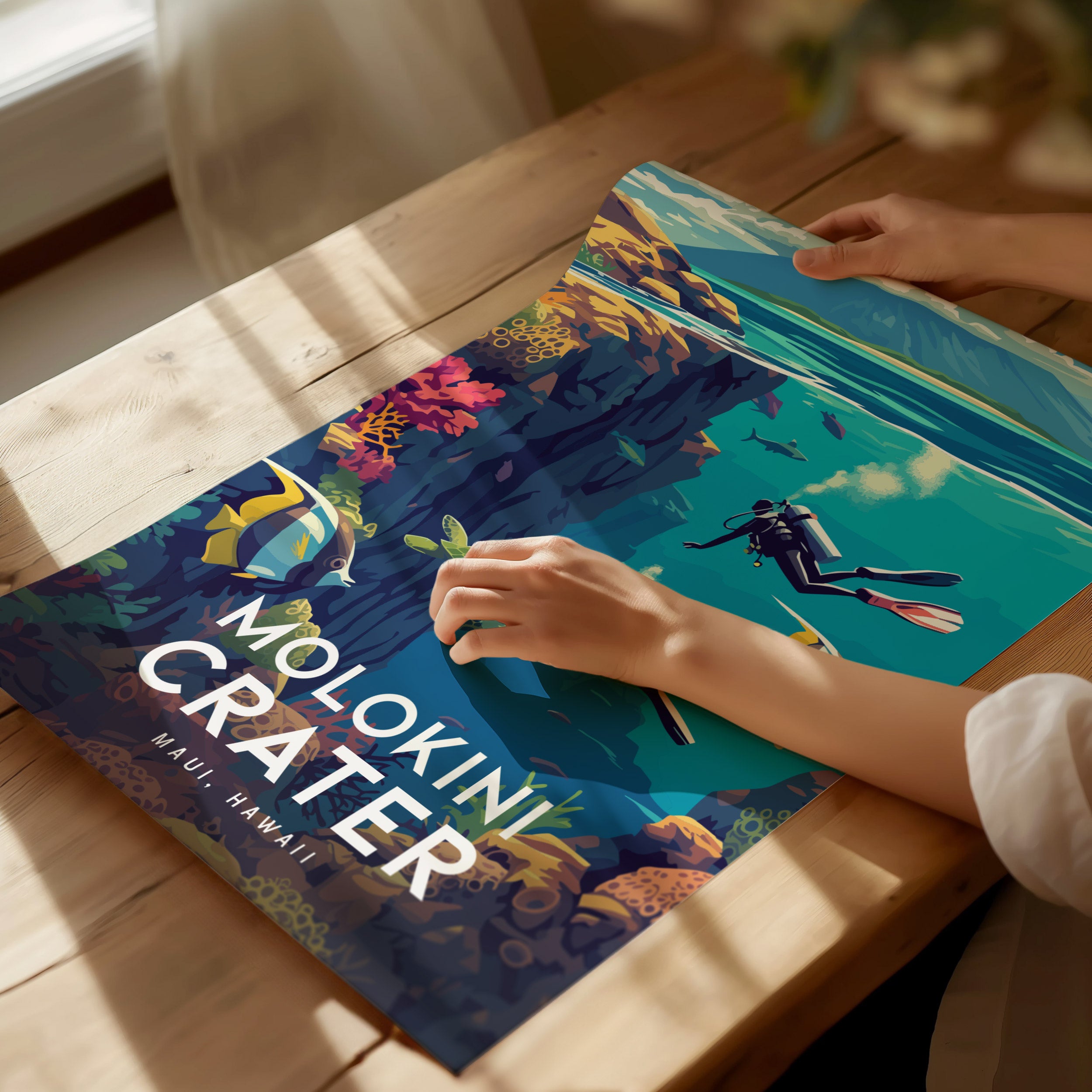Molokini Crater Poster | Maui Hawaii Wall Art | Swell Scenes