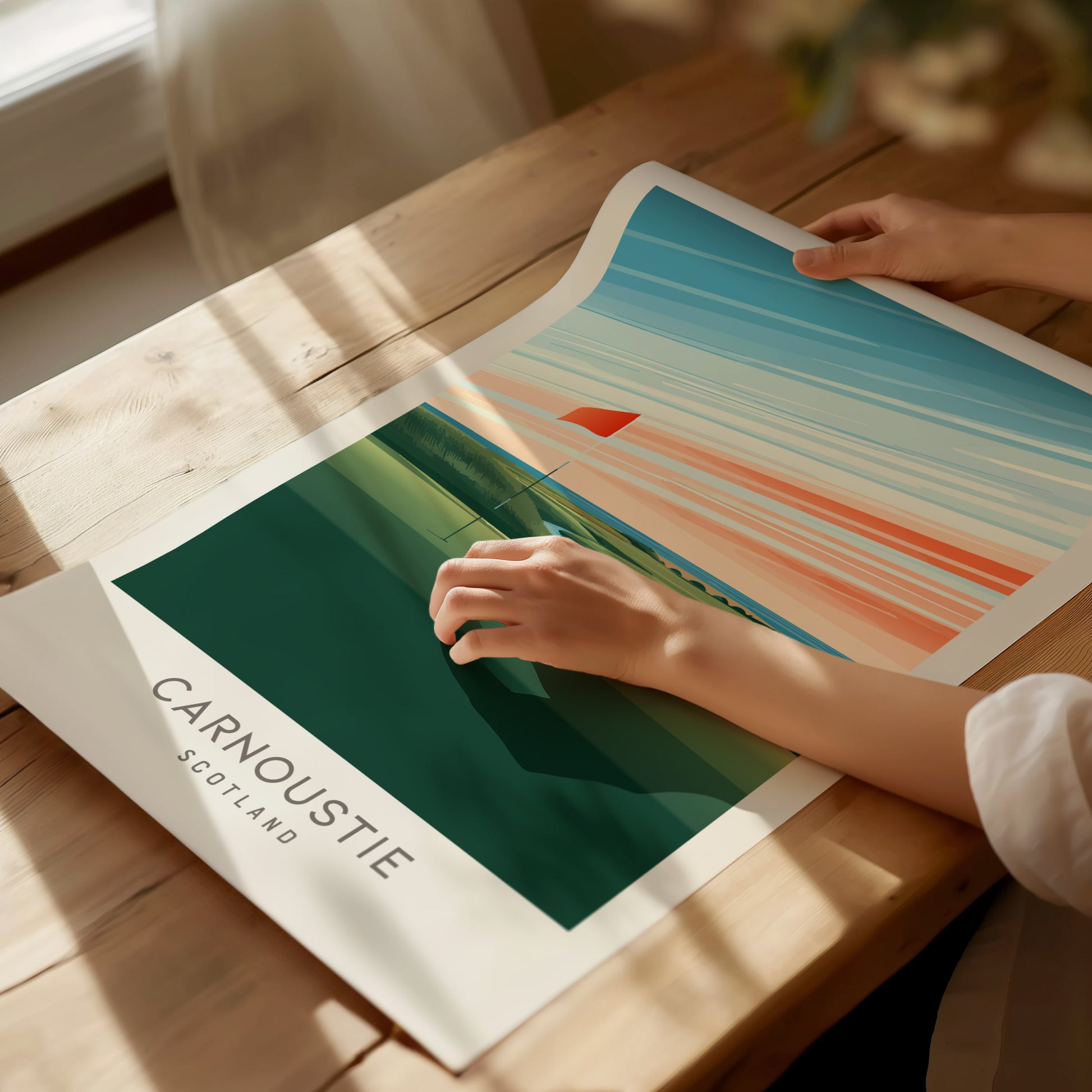 Carnoustie Matte Border Poster | Scotland Links Poster Golf Wall Art — giclée print detail on matte paper