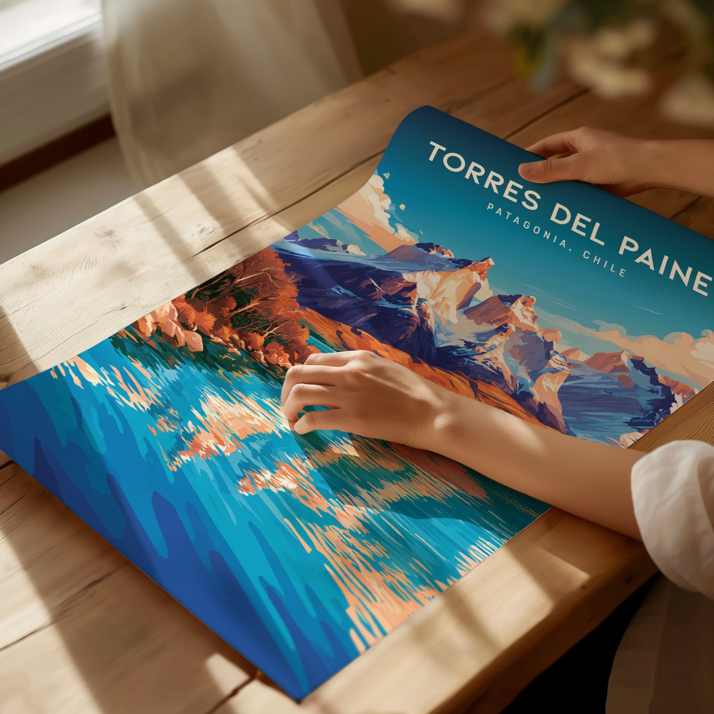 Torres del Paine, Patagonia Poster | Granite Peaks & Glacial Lake Wall Art — giclée print detail on matte paper