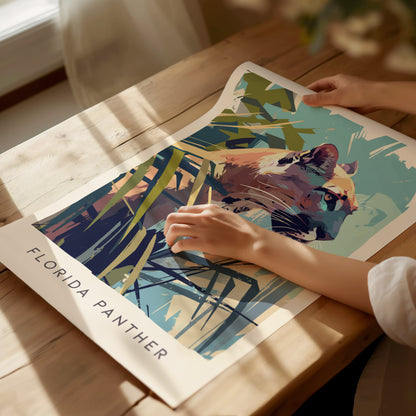 Florida Panther Poster | Big Cat Wildlife Floridian Wall Art | Framed or Unframed