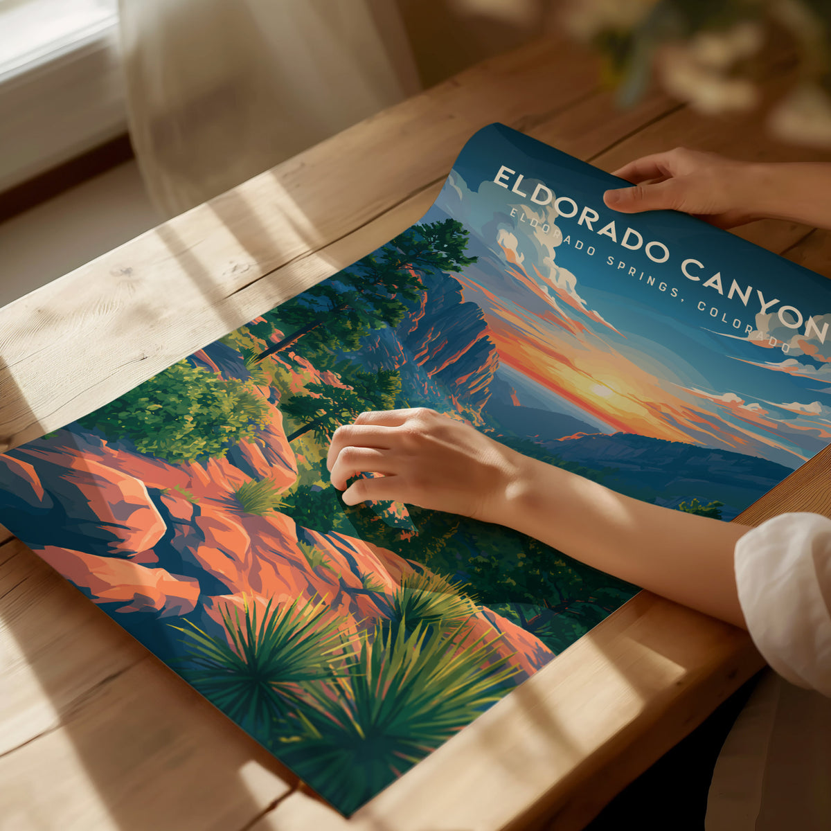 Eldorado Canyon, Eldorado Springs, Colorado Poster | Rocky Mountain Travel Wall Art — giclée print detail on matte paper