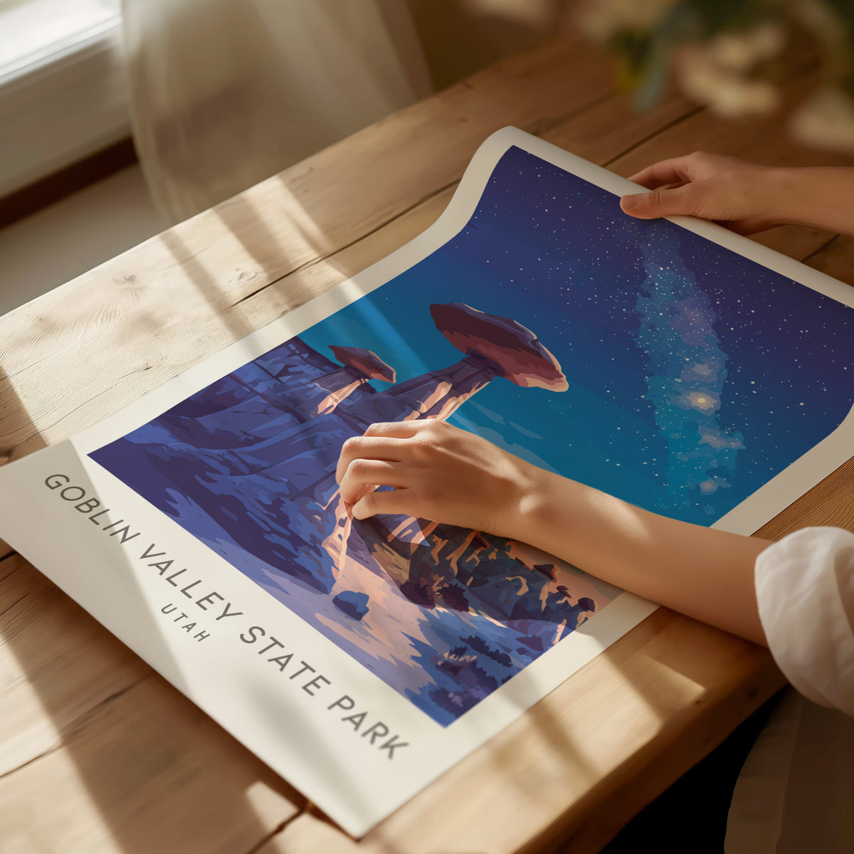 Goblin Valley State Park Matte Border Poster | Utah Destination Print Travel Wall Art — giclée print detail on matte paper