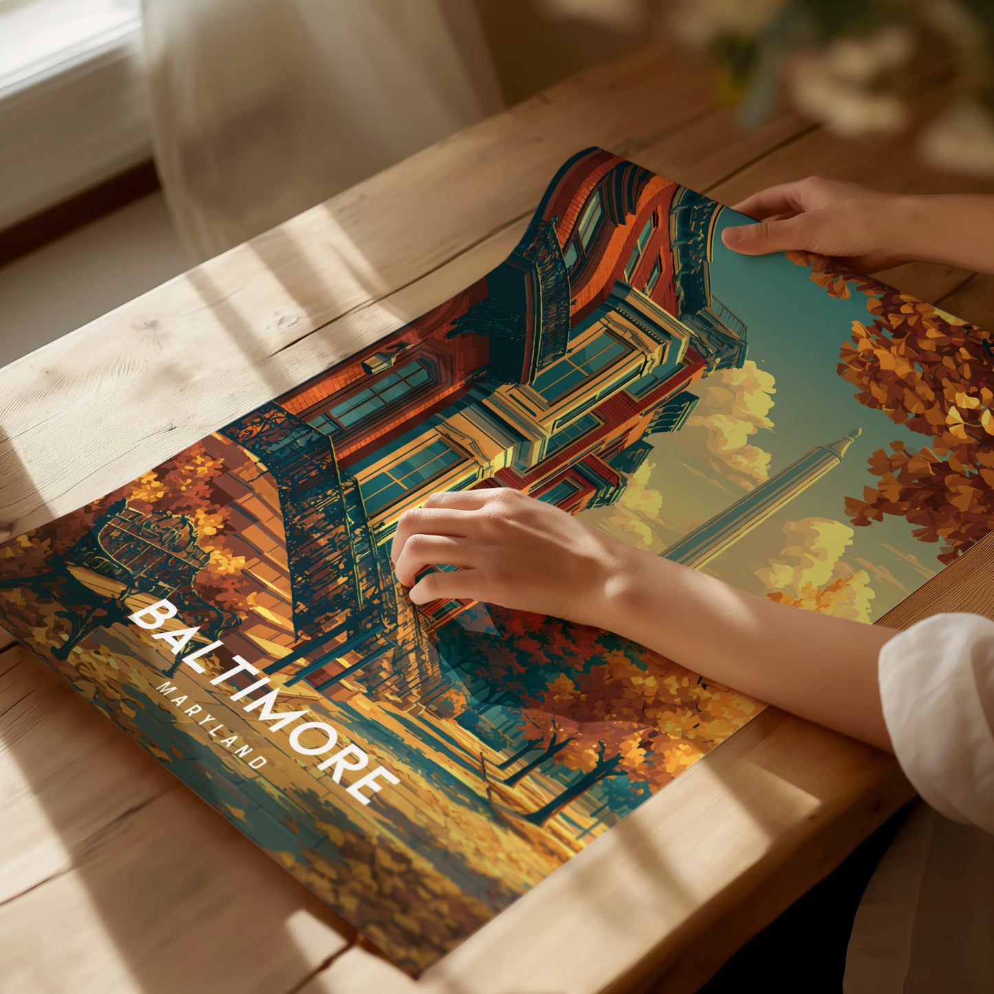 Baltimore, Maryland Poster | Harbor Skyline & Charm City Wall Art — giclée print detail on matte paper