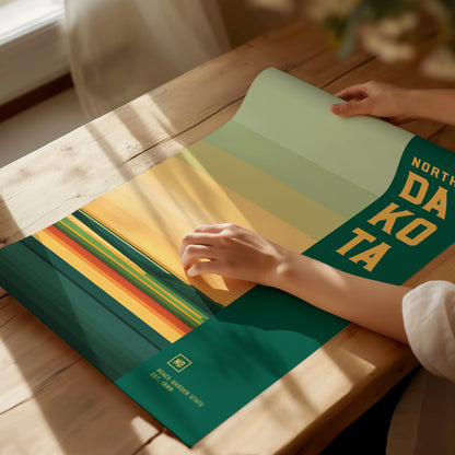 North Dakota Peace Garden State Poster | Badlands Wall Art