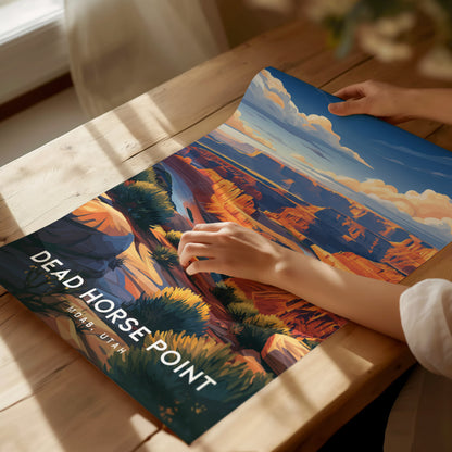 Dead Horse Point, Moab, Utah Poster | Canyon Overlook Destination Print Wall Art — giclée print detail on matte paper