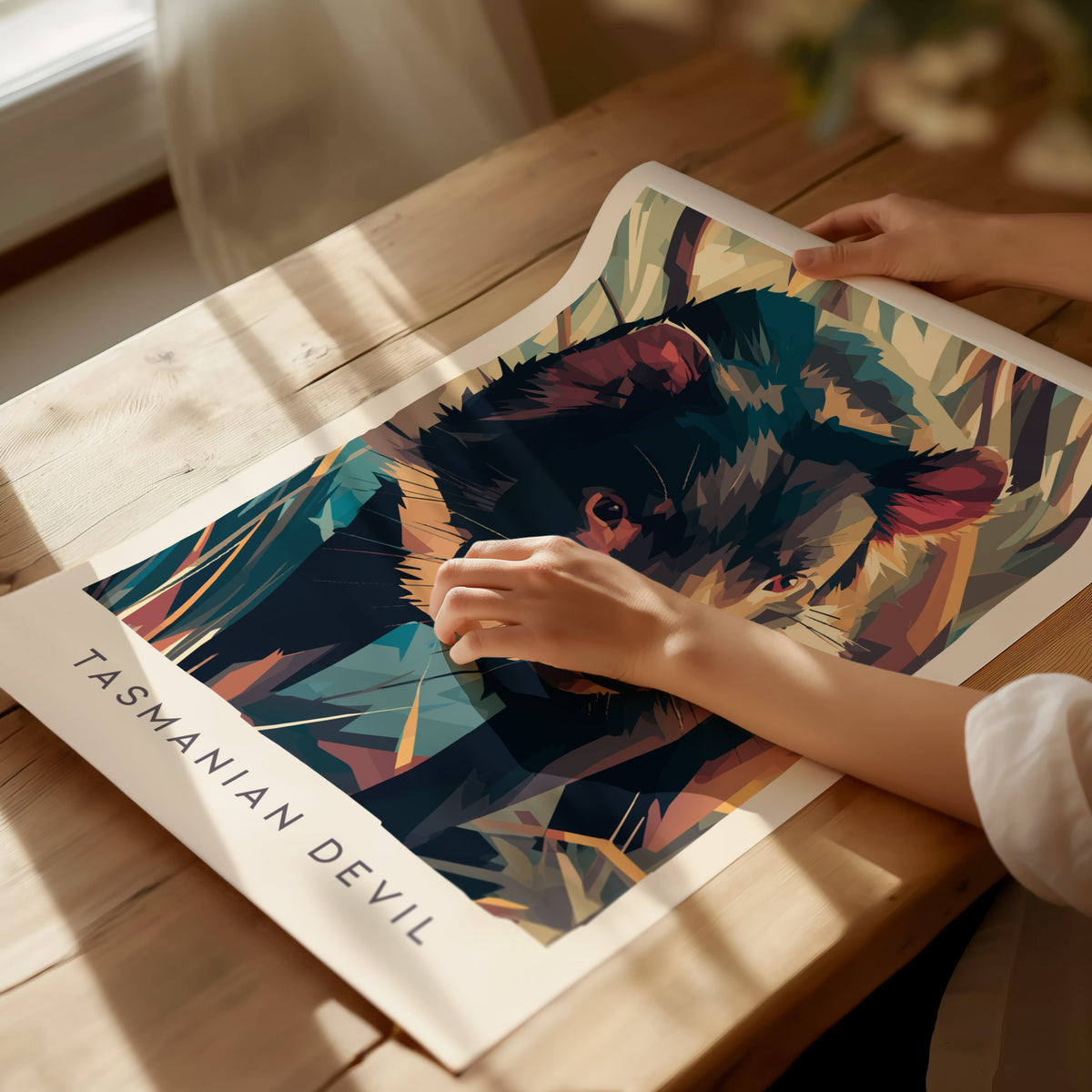 Tasmanian Devil, Sarcophilus harrisii Poster | Bold Wildlife Wall Art — giclée print detail on matte paper