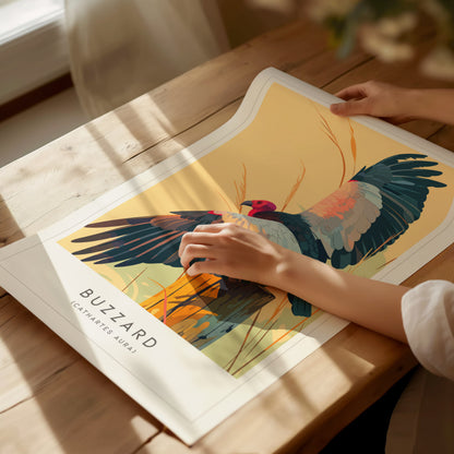 Buzzard, Cathartes aura Poster | Turkey Vulture Bird Wall Art — giclée print detail on matte paper