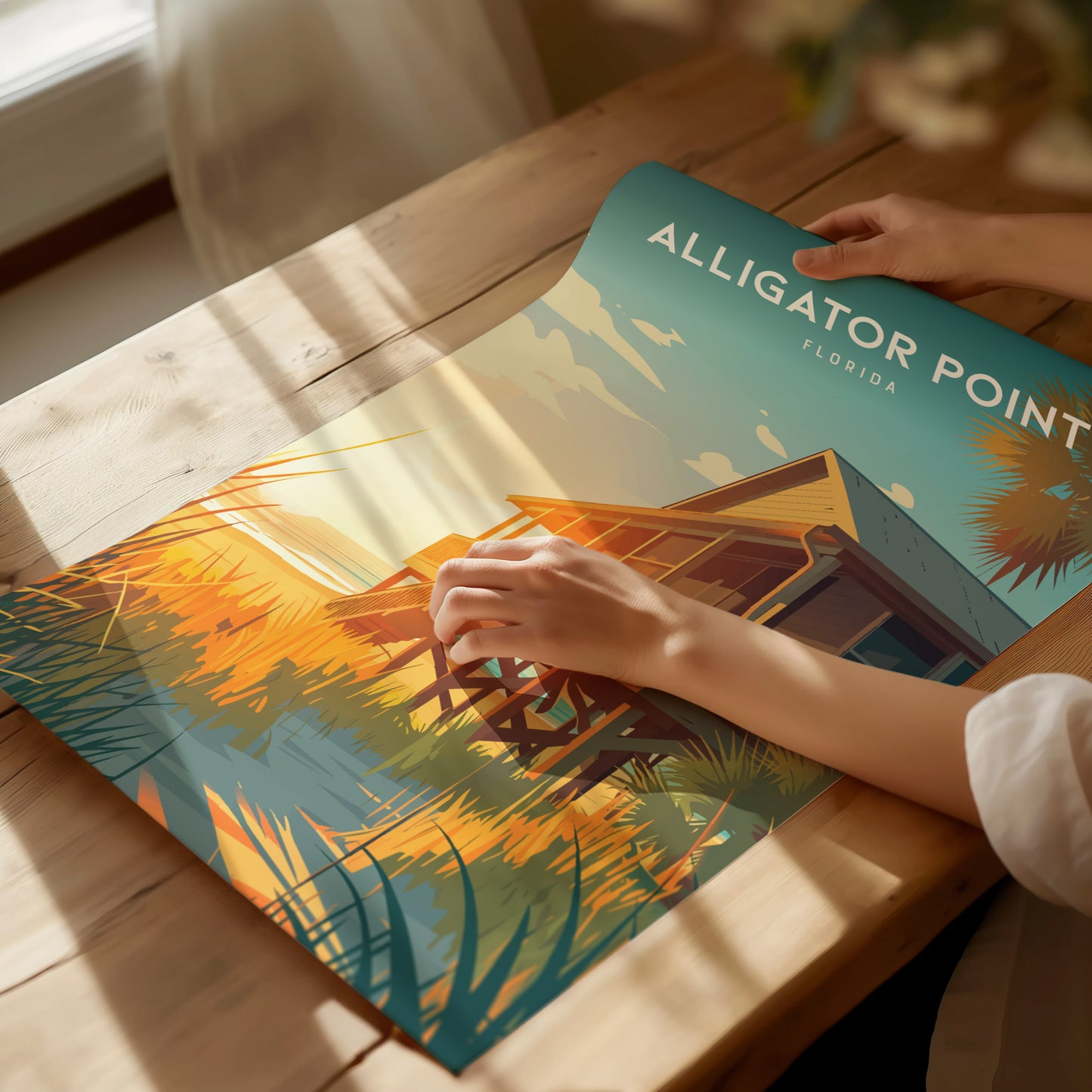 Alligator Point, Florida Poster | Wild Gulf Shore Serenity Wall Art — giclée print detail on matte paper