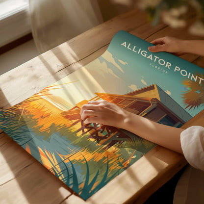 Alligator Point, Florida Poster | Wild Gulf Shore Serenity Wall Art — giclée print detail on matte paper