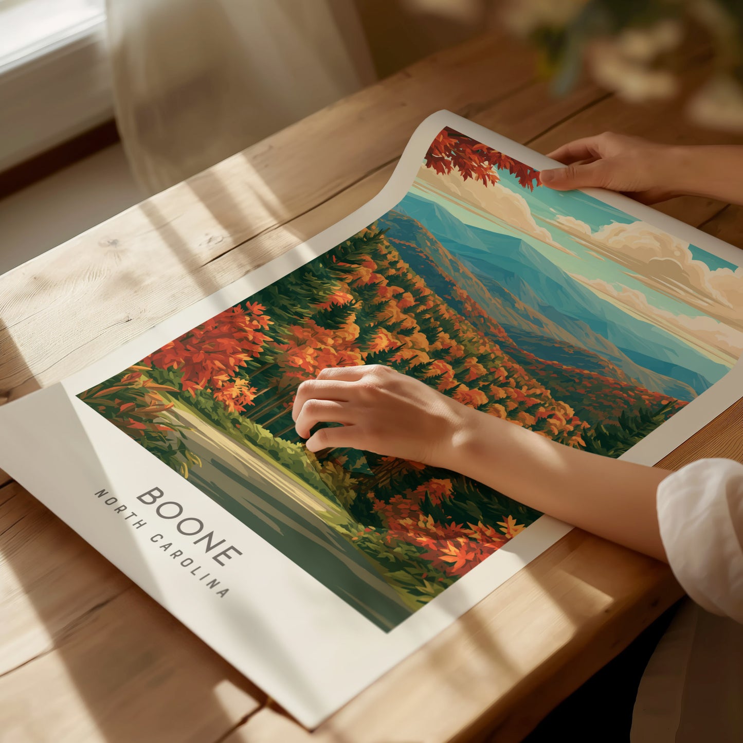 Boone Matte Border Poster | North Carolina Travel Wall Art — giclée print detail on matte paper