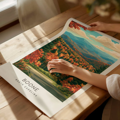 Boone Matte Border Poster | North Carolina Travel Wall Art — giclée print detail on matte paper