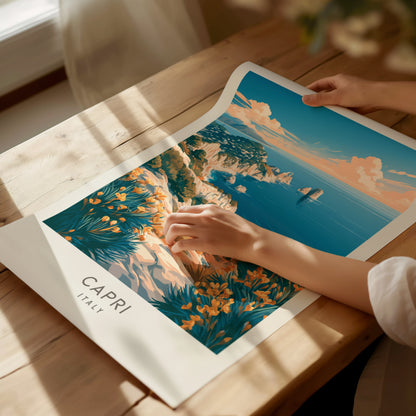Capri Matte Border Poster | Italy Travel Wall Art — giclée print detail on matte paper
