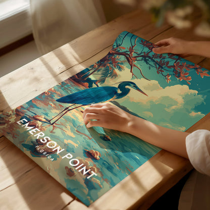 Emerson Point, Florida Poster | Mangrove & Marsh Preserve Wall Art — giclée print detail on matte paper
