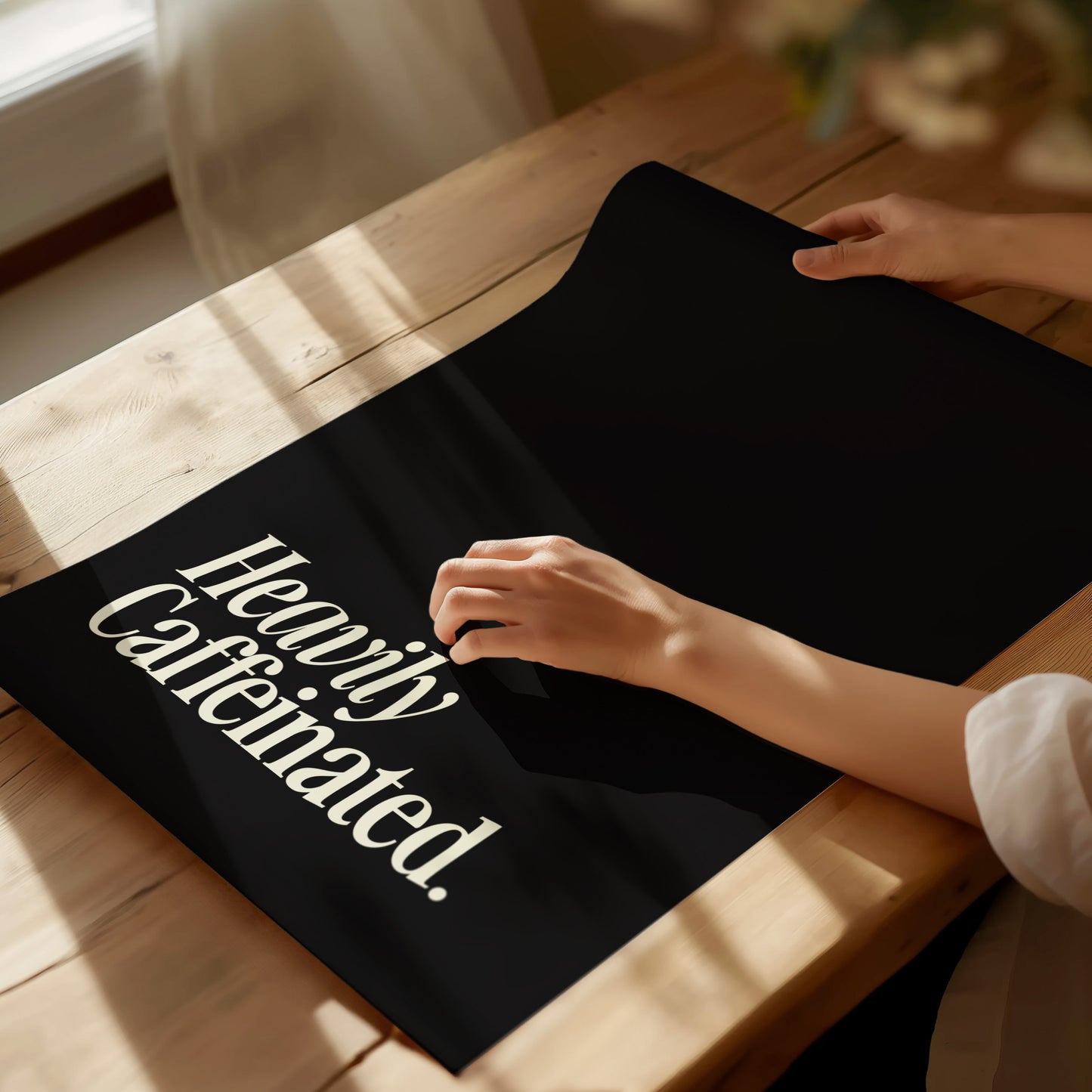 Heavily Caffeinated Poster | Coffee Lover Typography Wall Art