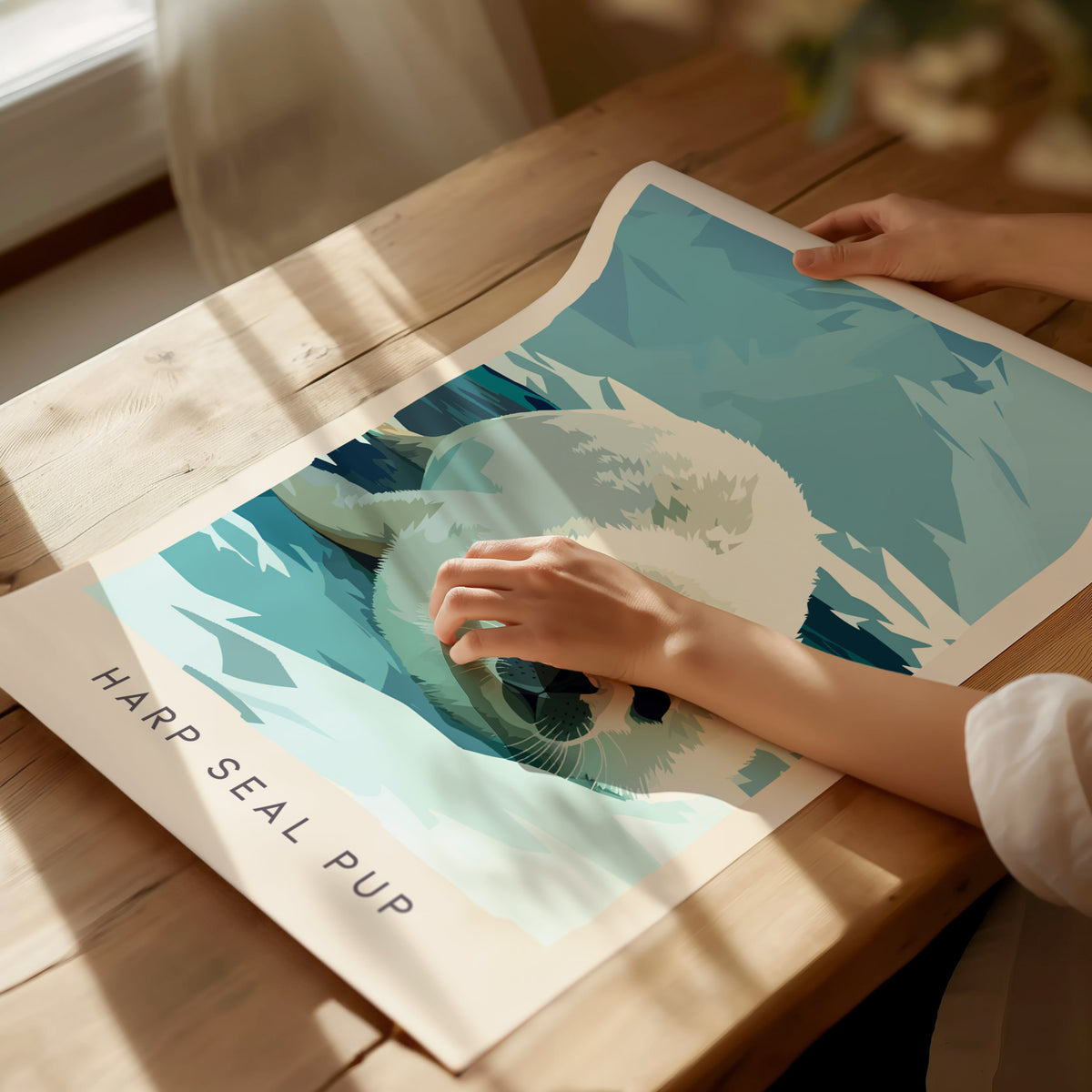 Harp Seal Pup, Pagophilus groenlandicus Poster | Arctic Wildlife Wall Art — giclée print detail on matte paper