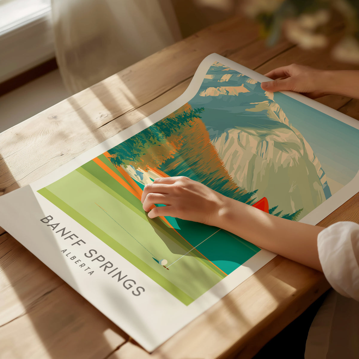 Banff Springs Matte Border Poster | Alberta Golf Course Print & Country Club Decor — giclée print detail on matte paper