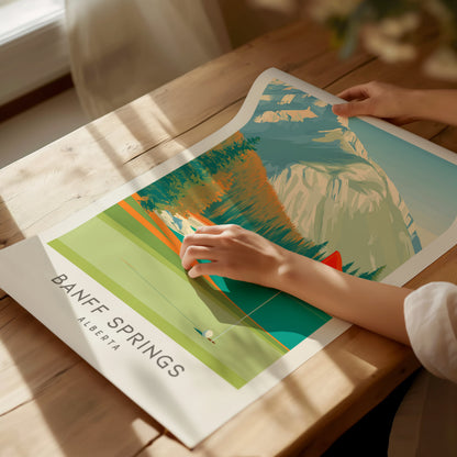Banff Springs Matte Border Poster | Alberta Golf Course Print & Country Club Decor — giclée print detail on matte paper