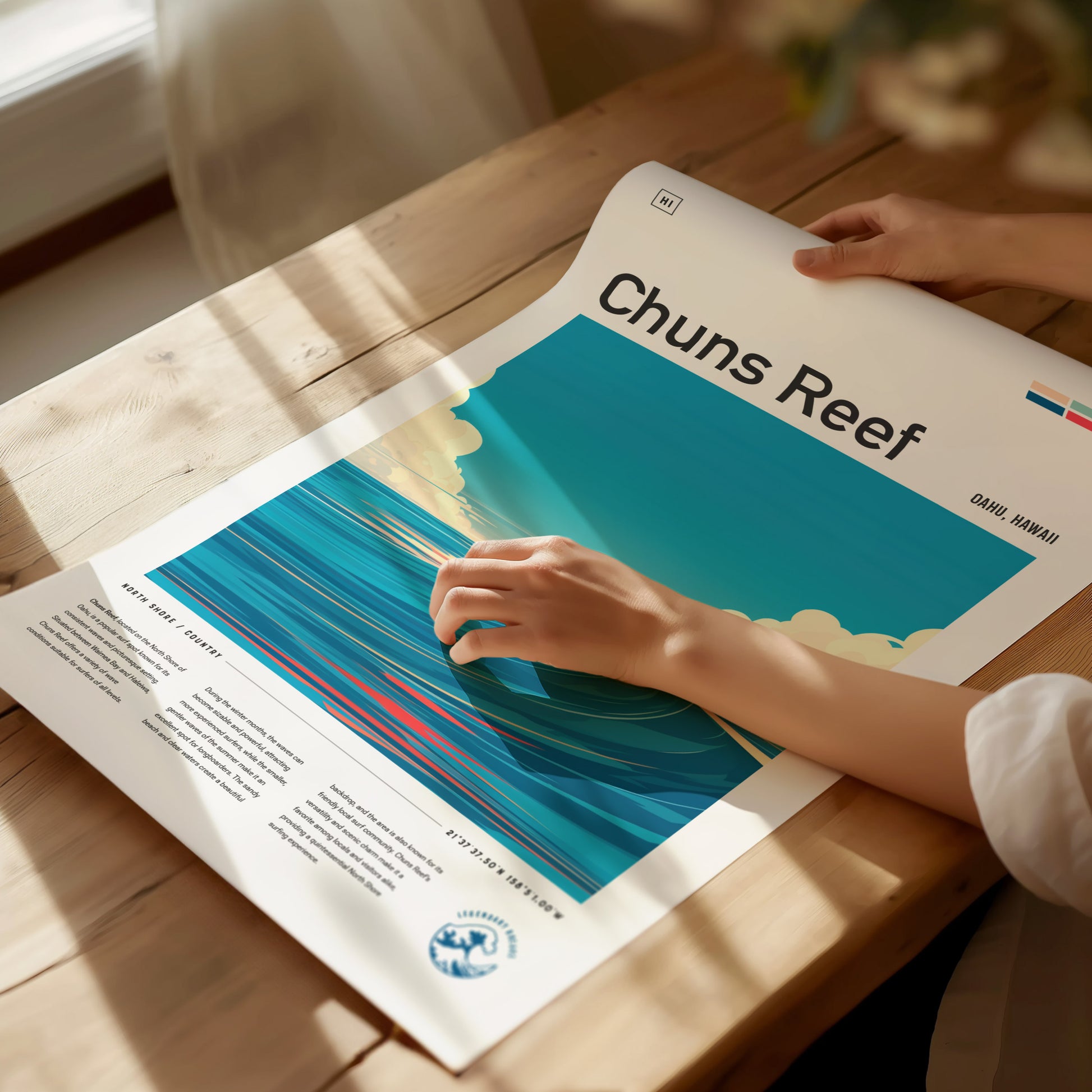 Chuns Reef Surf Spot Poster | North Shore Oahu Surfer Wall Art | Framed or Unframed