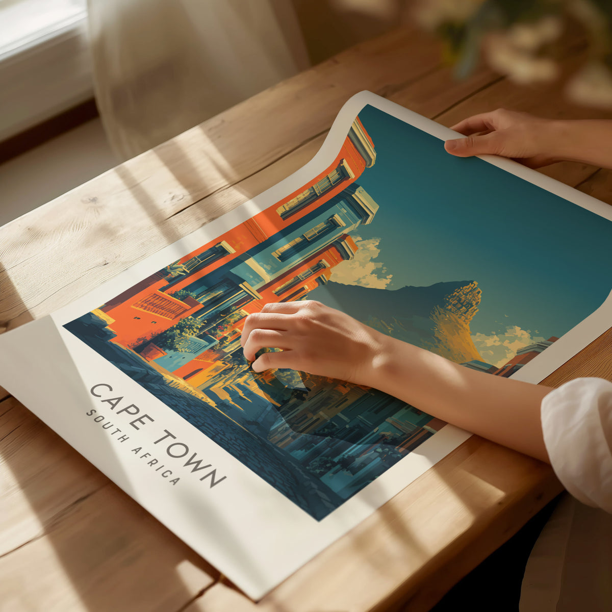 Cape Town Matte Border Poster | South Africa Destination Print Travel Wall Art — giclée print detail on matte paper