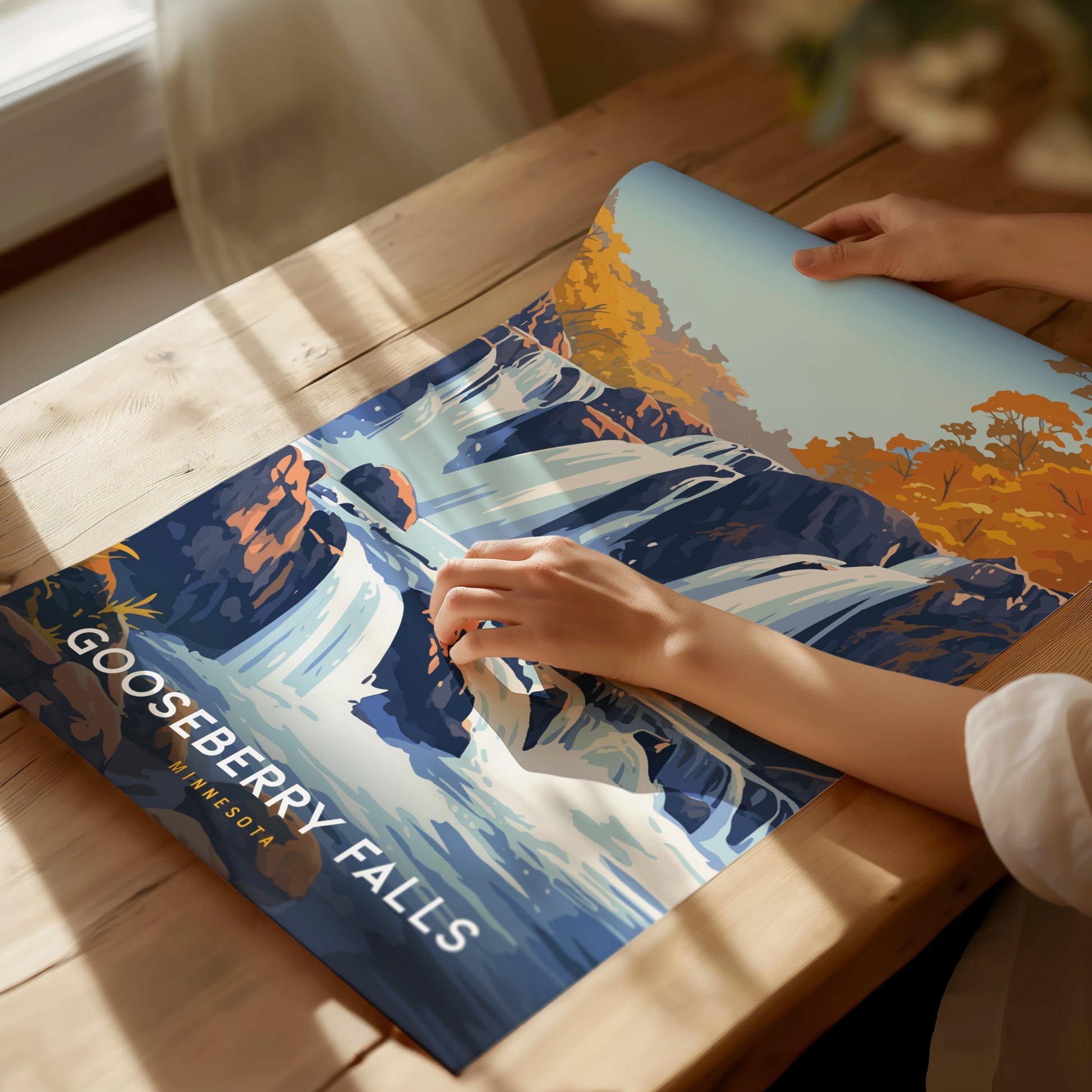 Gooseberry Falls Poster | Minnesota Waterfall Wall Art | Framed or Unframed