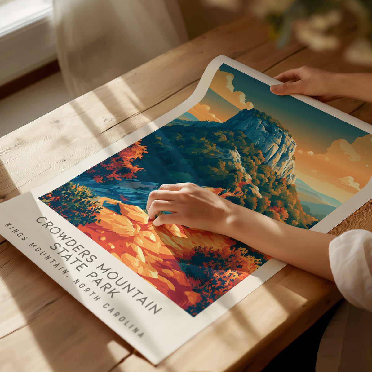 Crowders Mountain State Park Matte Border Poster | Kings Mountain, North Carolina Destination Print — giclée print detail on