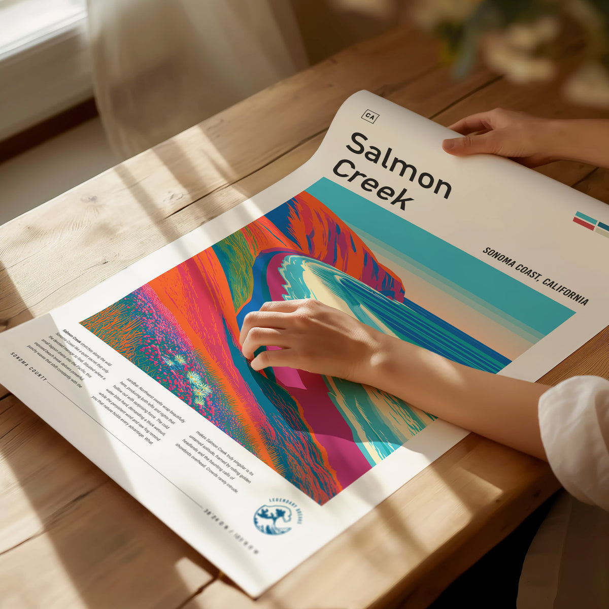 Salmon Creek, Sonoma Coast, California Poster | Surf Wall Art & Wave Print — giclée print detail on matte paper