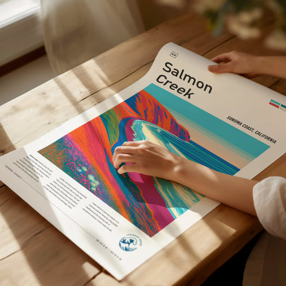 Salmon Creek, Sonoma Coast, California Poster | Surf Wall Art & Wave Print — giclée print detail on matte paper