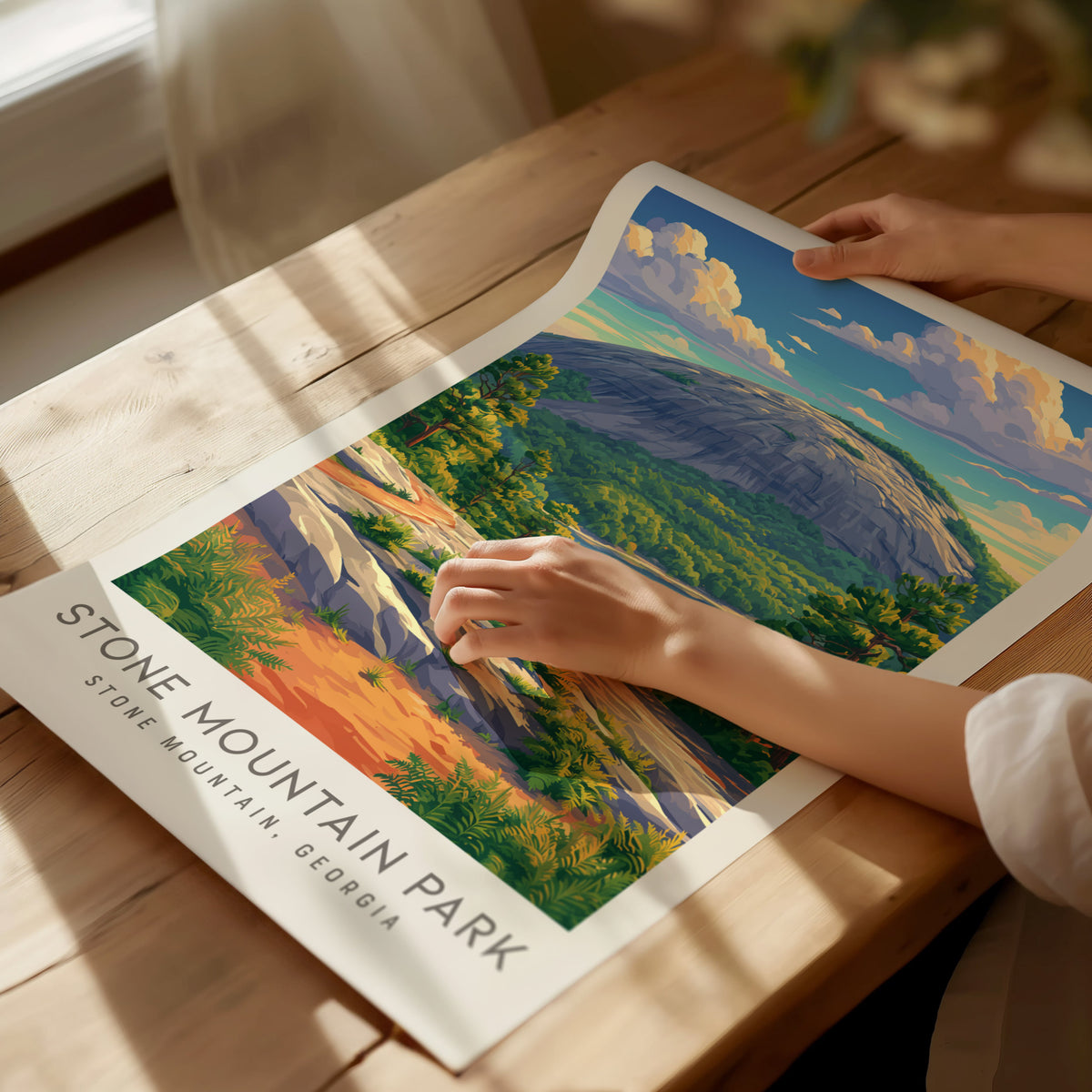 Stone Mountain Park Matte Border Poster | Stone Mountain, Georgia Destination Print — giclée print detail on matte paper