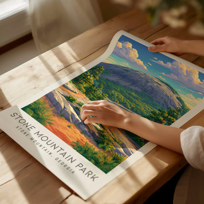 Stone Mountain Park Matte Border Poster | Stone Mountain, Georgia Destination Print — giclée print detail on matte paper