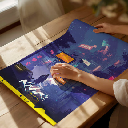 Kabuki Cyberpunk Poster | Night City Neon Market Wall Art