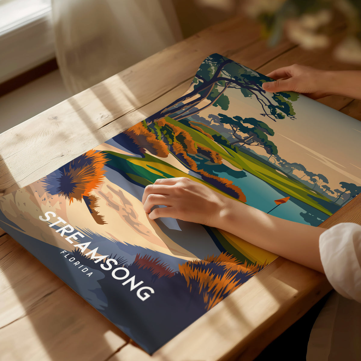 Streamsong, Florida Poster | Links Poster & Golfer Gift Wall Art — giclée print detail on matte paper