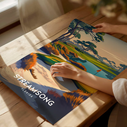 Streamsong, Florida Poster | Links Poster & Golfer Gift Wall Art — giclée print detail on matte paper