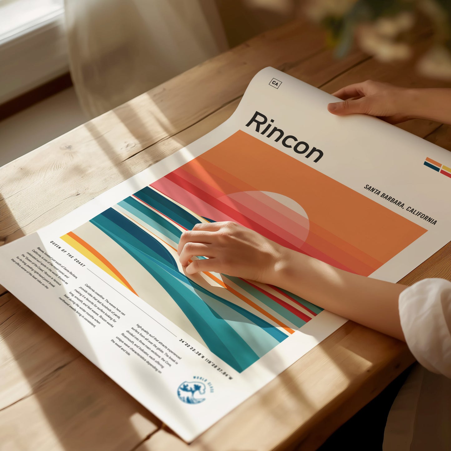 Rincon California Surf Poster | Santa Barbara Surfer Print