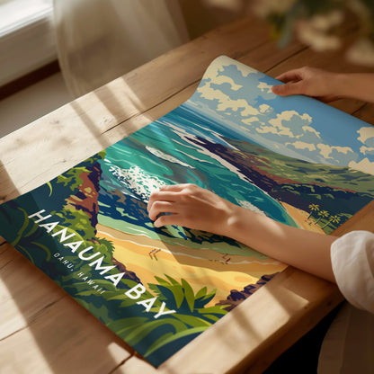 Hanauma Bay Poster | Oahu Hawaii Snorkeling Beach Wall Art