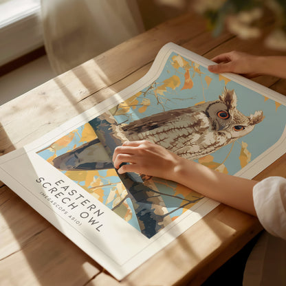 Eastern Screech Owl Poster | Bird Lover Audubon Print Wall Art | Framed or Unframed