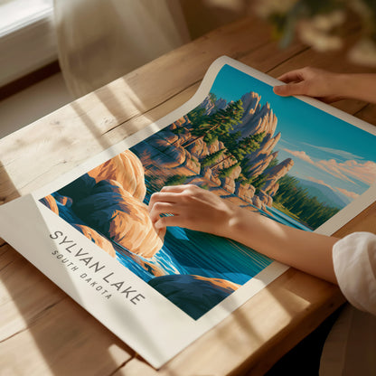 Sylvan Lake Matte Border Poster | South Dakota Destination Print Travel Wall Art — giclée print detail on matte paper