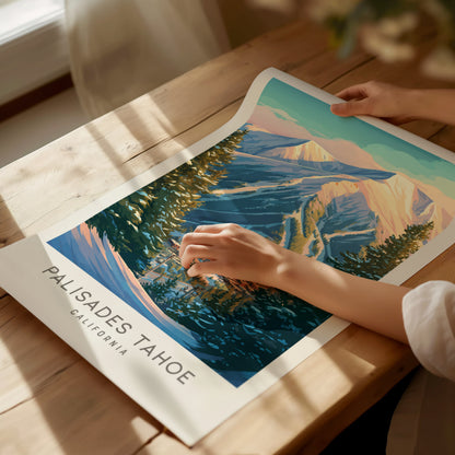 Palisades Tahoe Matte Border Poster | California Destination Print Travel Wall Art — giclée print detail on matte paper