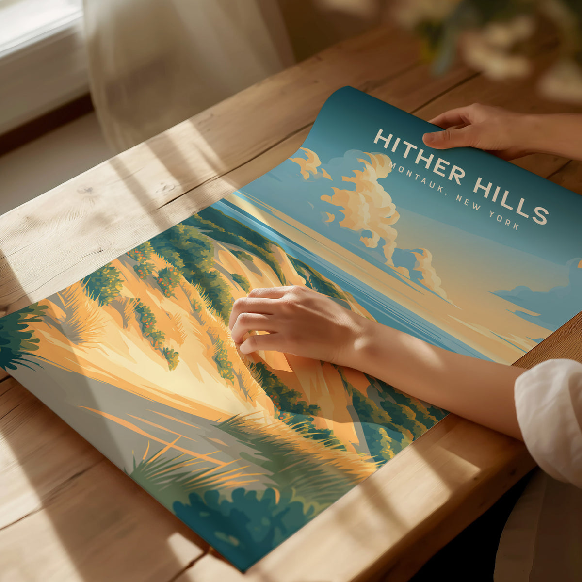 Hither Hills Poster | Montauk, New York Vacation Wall Art Framed or Unframed — giclée print detail on matte paper