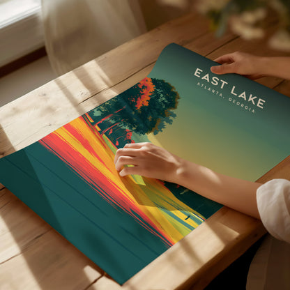 East Lake Golf Club, Atlanta, Georgia Poster | Iconic Fairways & Clubhouse Wall Art — giclée print detail on matte paper